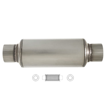 5" Round Centre/Centre Configurations Universal Mufflers With Spigots | Stainless 409 | Select Your Size Length and Internal Options