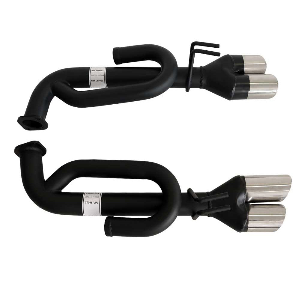 VE Commodore V6 V8 Sedan Wag 2.5" Exhaust Tailpipe - J Pipes with exhaust tips in black steel with stainless steel tips