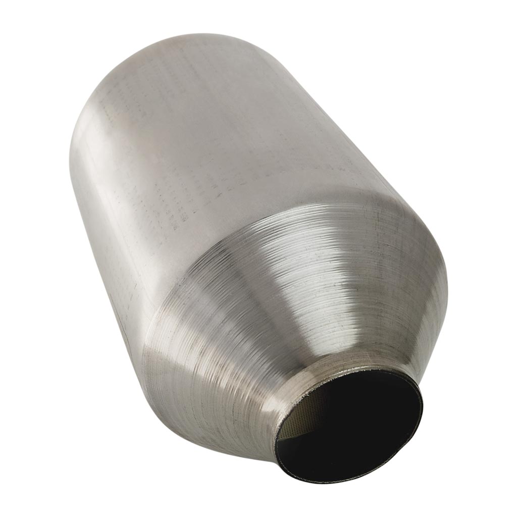 Universal Euro 5 and 4 Ceramic Core Catalytic Converter 5" Round Body in stainless steel for universal exhaust applications.