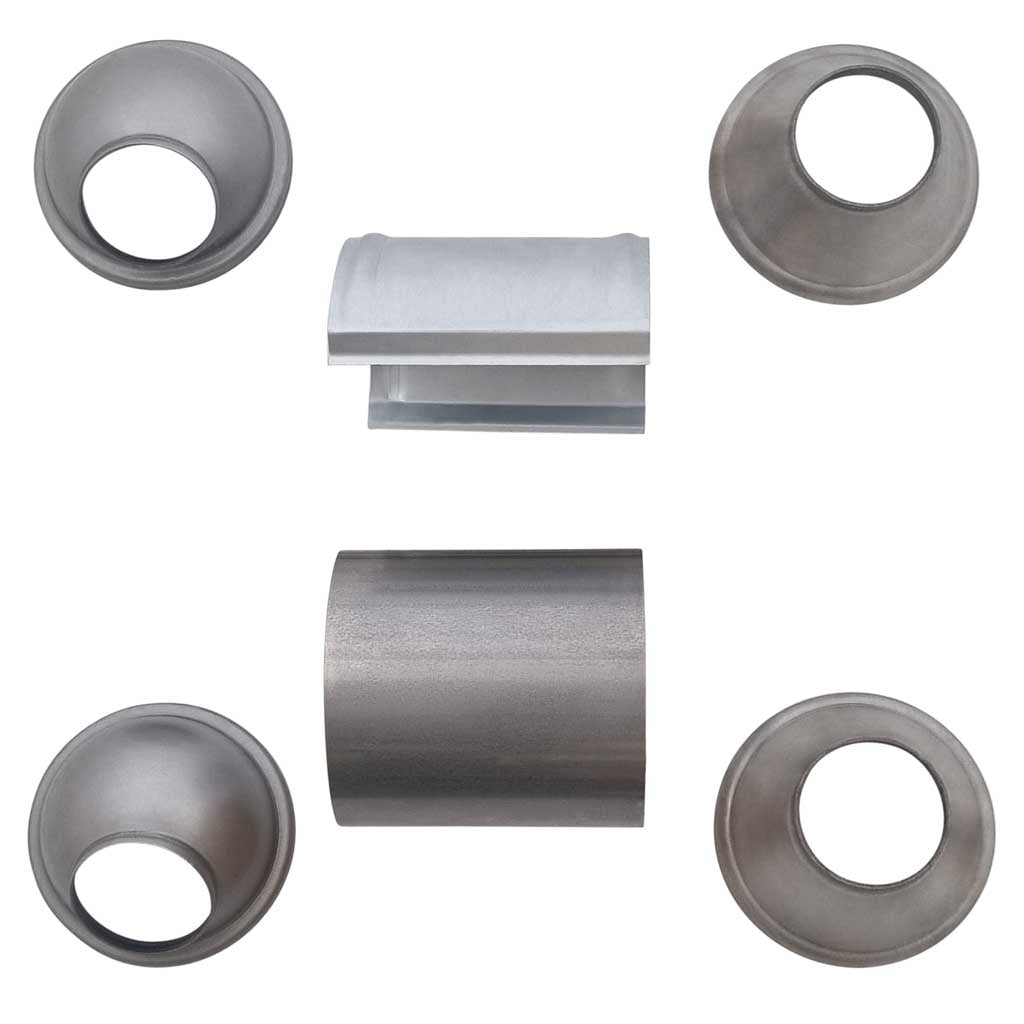 Universal Euro 5 Ceramic Core Catalytic Converter Kit with 4 Loose End Cones & Heatshield - metal components for exhaust fabrication