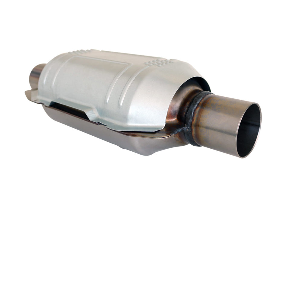 Universal Euro 2 Stainless Metallic Catalytic Converter Oval 300 CPSI in stainless steel with 2.5" outlet for universal exhaust applications