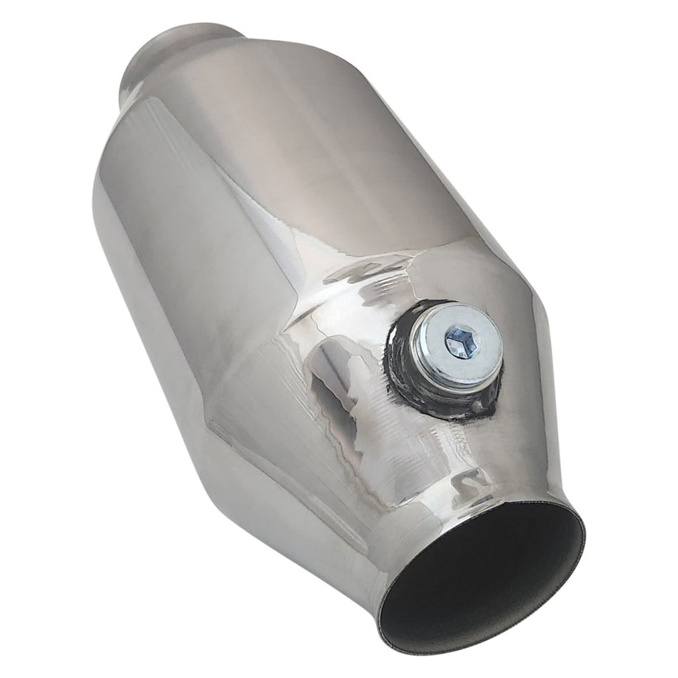 Polished metal 2.5 Inch Single Brick Catalytic Converter Euro 5 And 6 Ceramic Core Cat Bullet Round Universal for exhaust systems