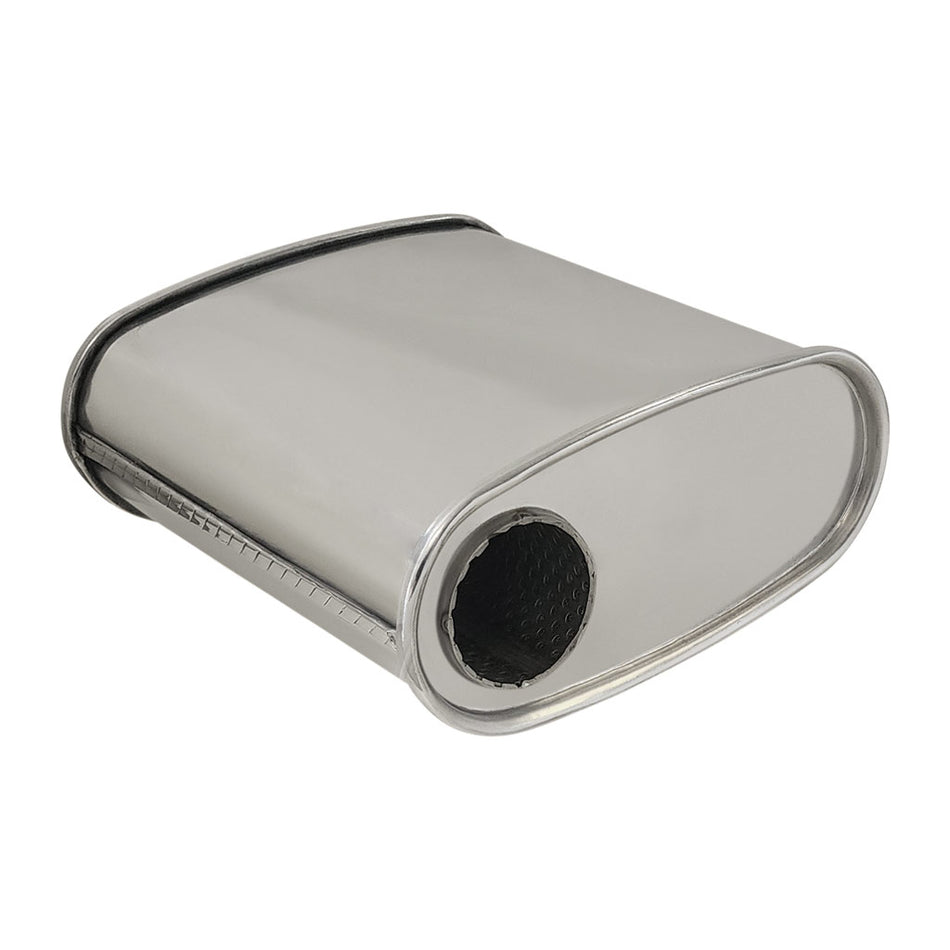 2.5" Universal Car Muffler 10" x 4" Oval 10.5" Long Straight Through Stainless Steel