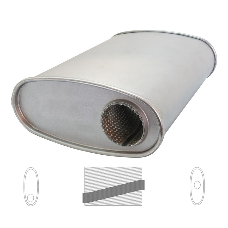 2.5" Universal Mega Flow Oval Muffler 10x4 14" Long O/C No Stubs