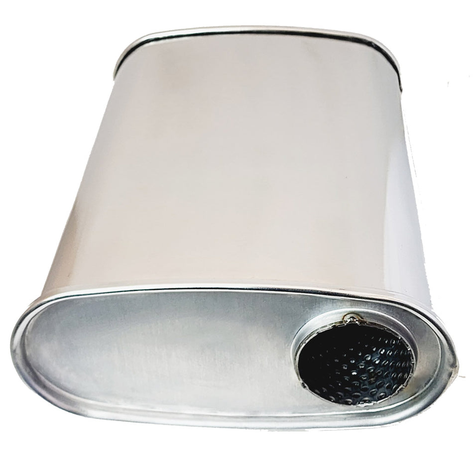 2.5" Universal Car Muffler 10" x 4" Oval 14" Long Straight Thro Stubless OO 409 STAINLESS STEEL