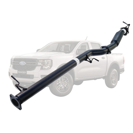 Ford Ranger Next Gen 2022 Onwards 2L BI-Turbo 3 Inch DPF Back Exhaust Not For ADBLUE models (Requires tunning After Fitment) in black steel.