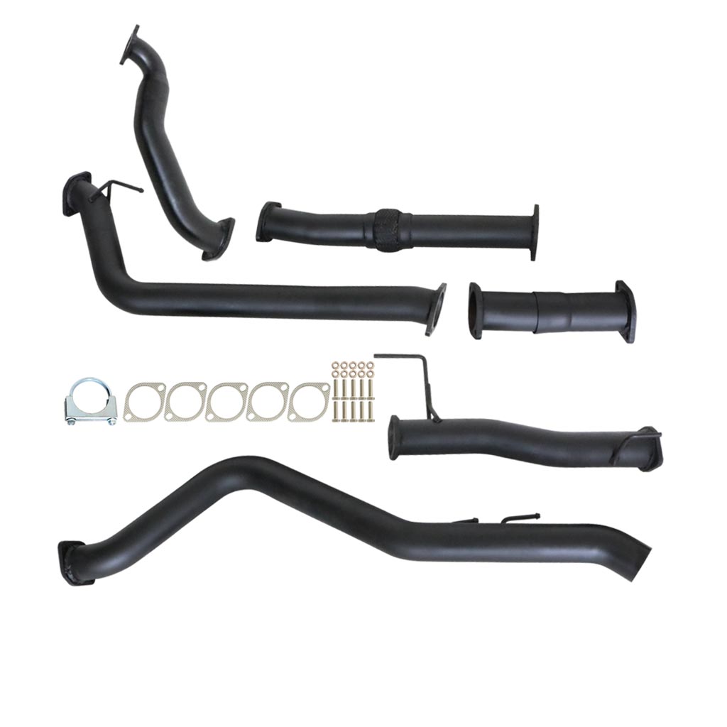 Holden Colorado RC 3L 4JJ1-TC 3 Inch Turbo Back Exhaust 07/08 - 07/2010 with black mandrel-bent steel pipes and mounting hardware