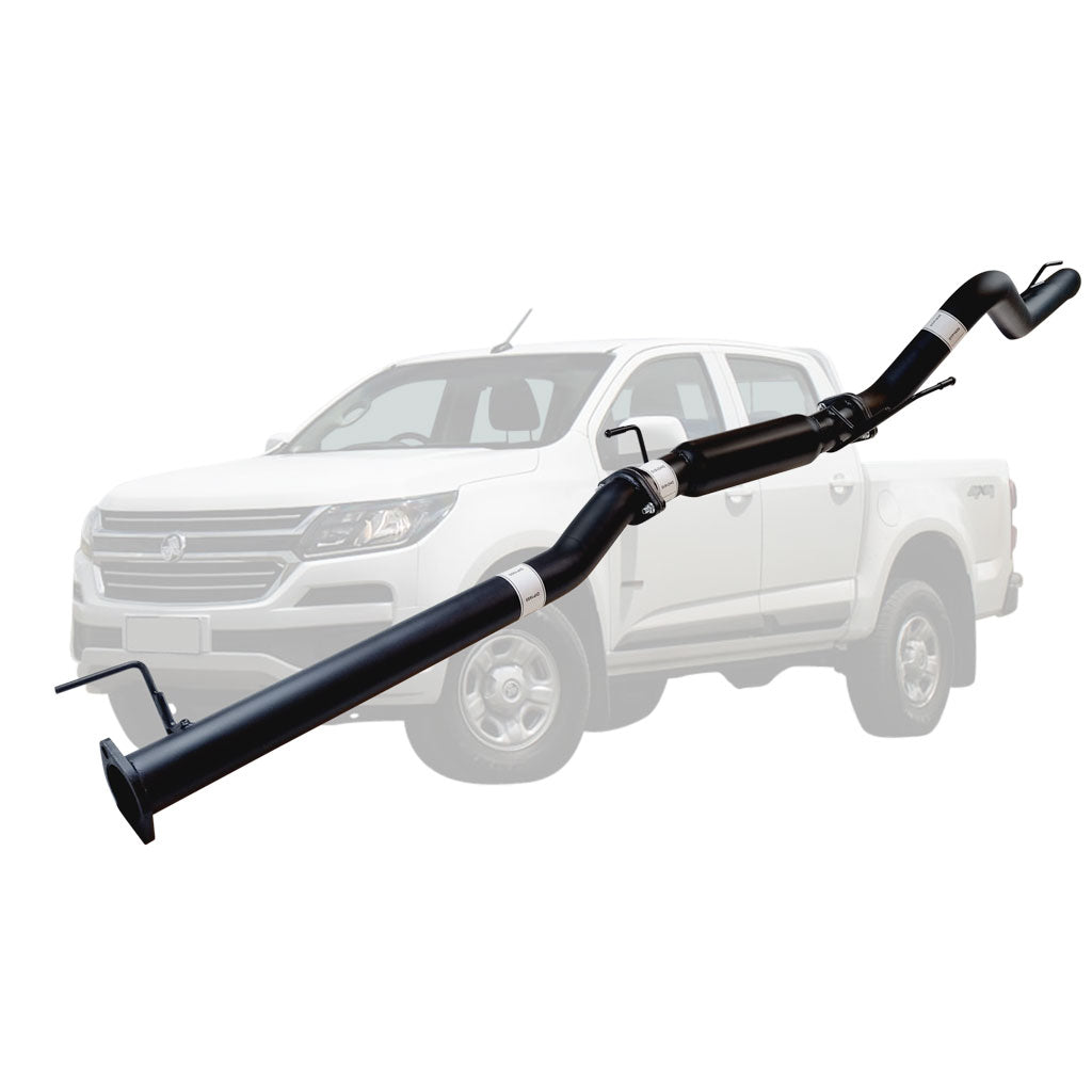 Holden Colorado RG 2016 Onwards 2.8L Crew Cab 3 Inch DPF Back Exhaust in black steel with mounting brackets