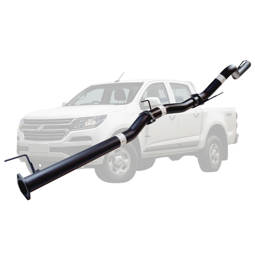 Holden Colorado RG 2016 Onwards 2.8L Crew Cab 3 Inch DPF Back Exhaust pipe in black coated steel with clamps and mounting brackets