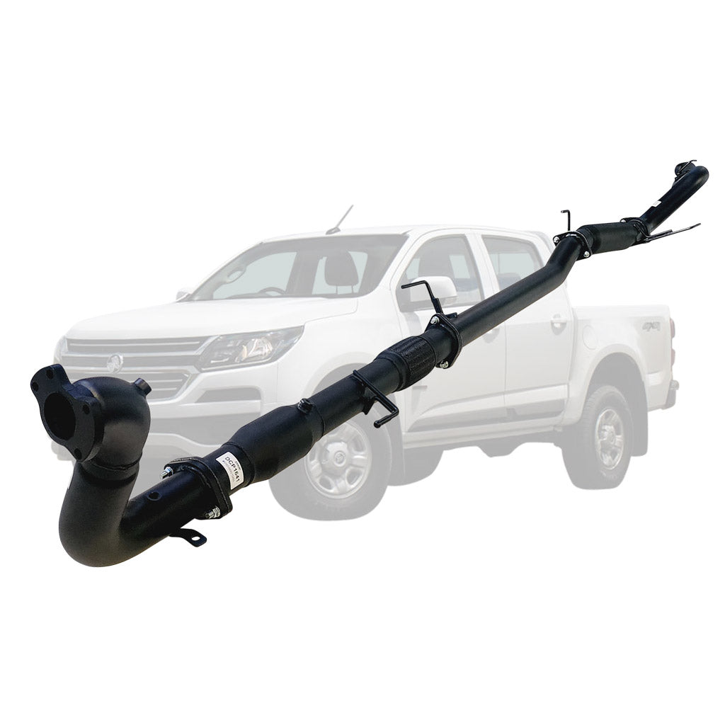 Holden Colorado RG 2016 Onwards 2.8L 3 Inch Turbo Back DPF Delete Exhaust in black steel with mandrel bends