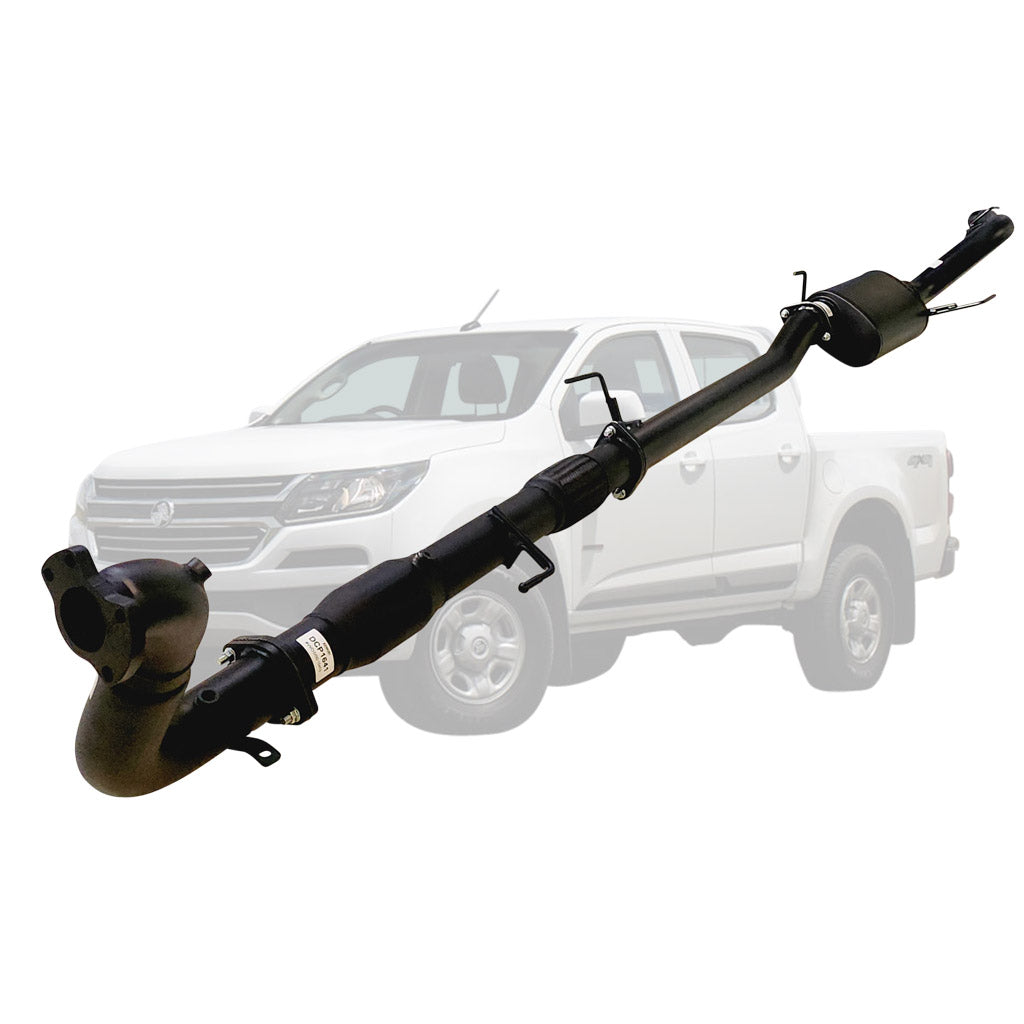 Holden Colorado RG 2016 Onwards 2.8L 3 Inch Turbo Back DPF Delete Exhaust in black steel with muffler and pipe assembly
