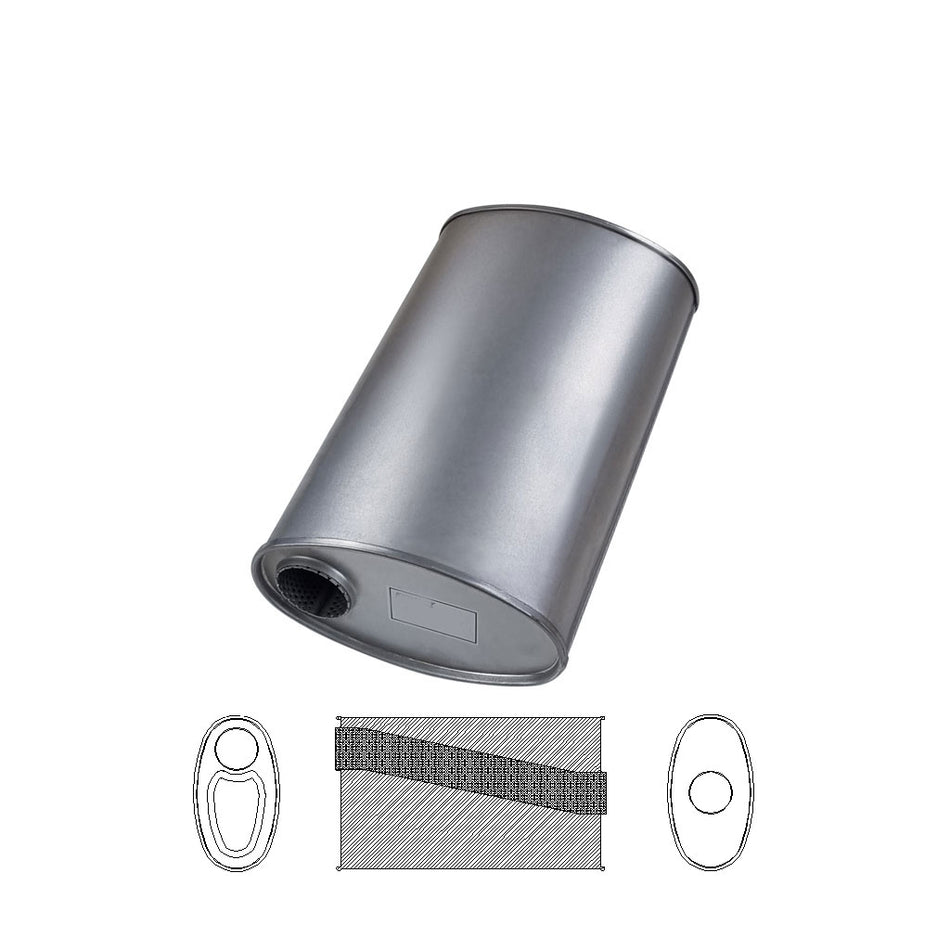 2.5" Universal Car Muffler 11"X6" Oval 18" Lng Straight Through Stubless OC