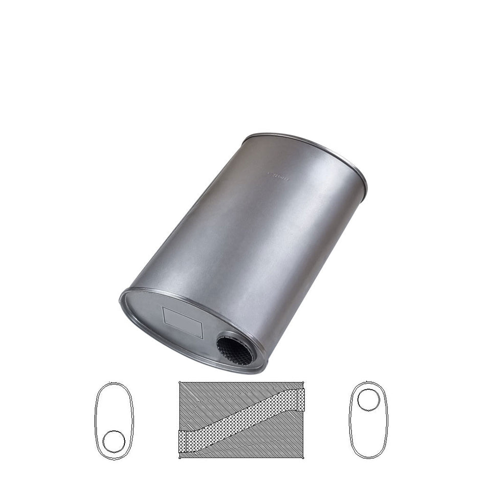 2.5" Universal Car Muffler 11"X6" Oval 18" Long Straight Through Stubless O/O