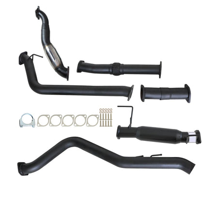 Isuzu D-MAX RC 2010-2012 3L 4JJ1-TC 3 Inch Turbo Back Exhaust with black mandrel bent pipes and hardware.