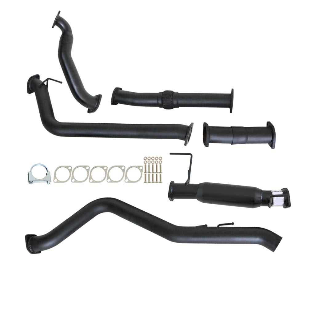 Isuzu D-MAX RC 2010-2012 3L 4JJ1-TC 3 Inch Turbo Back Exhaust with pipes, muffler, flanges, and hardware components.
