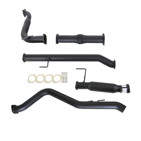 Isuzu D-MAX TF 2012-2016 3L 3 Inch Turbo Back Exhaust with multiple black coated steel pipes and mounting hardware