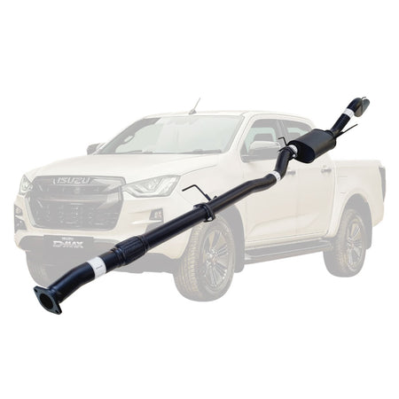 Isuzu D-MAX 2020 Onwards 3L 4JJ3-TCX 3 Inch DPF Back Exhaust made of black coated steel pipe and muffler component