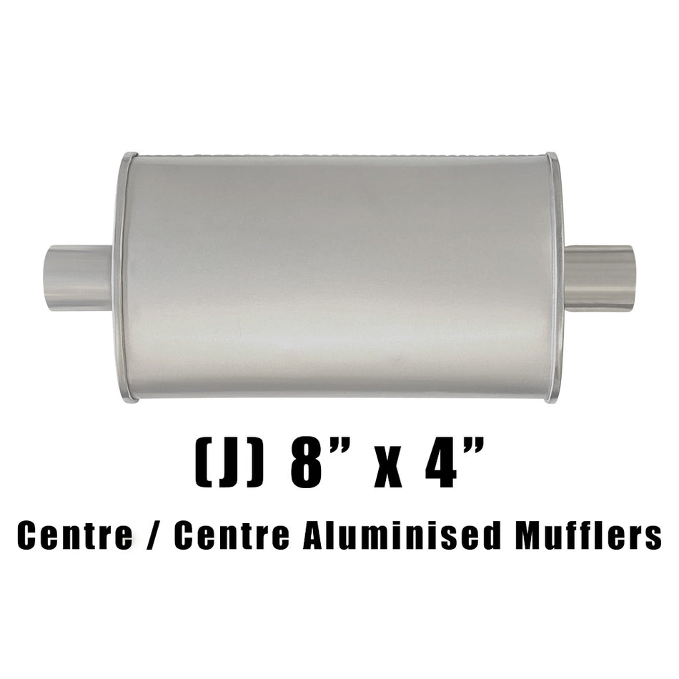 8" x 4" Centre/Centre Configurations Mufflers | Aluminised | Select Your Size Length and Internal Options