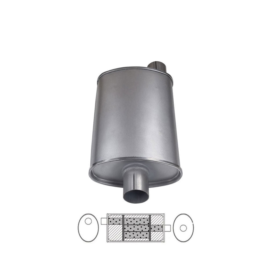 2" Universal Car Muffler 8" x 4" Oval 12" Long Tripleflow O/C