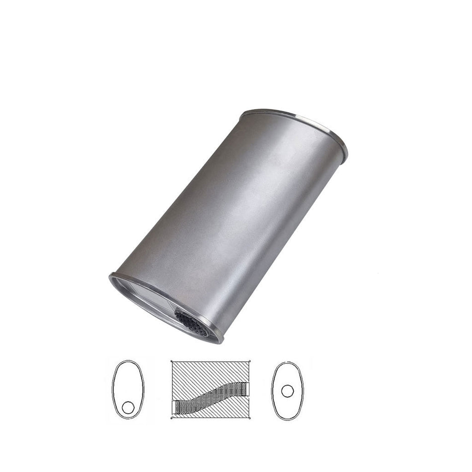 2" Universal Car Muffler 8" x 4" Oval 14" Long Mega Flow No Stubs O/C