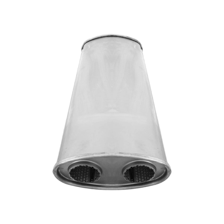 2" Universal Car Muffler 8" x 4" - 18" Long Dual In/Out Glass Packed No Stubs
