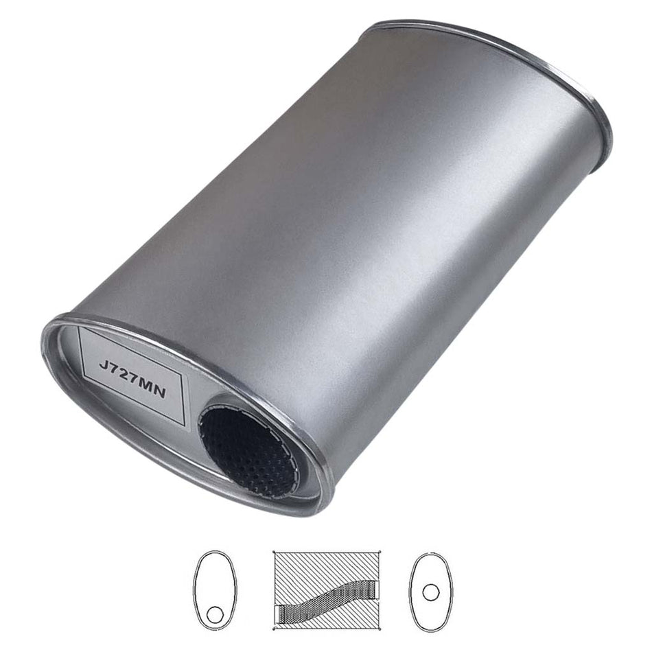 2.5" Universal Car Muffler 8"X4" Oval 14" Lng Straight Through Stubless OC