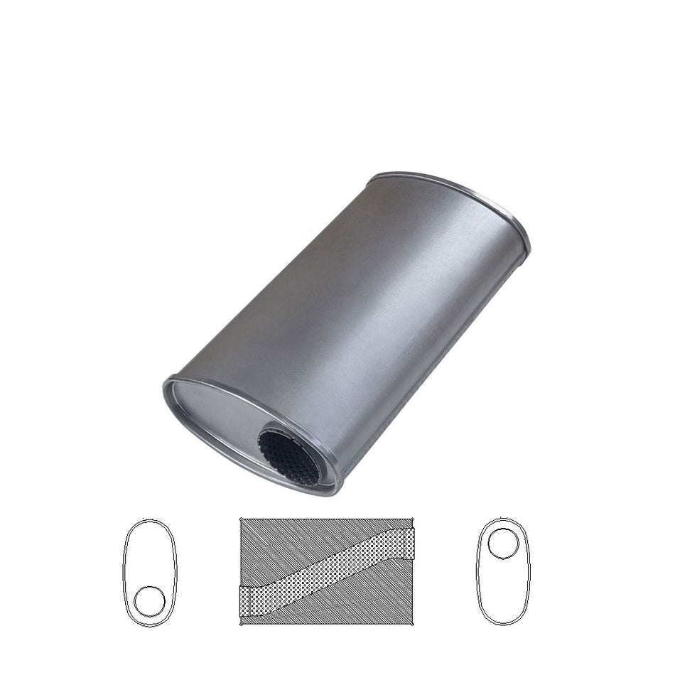 2.5" Universal Car Muffler 8"X4" Oval 14" Lng Straight Through Stubless O/O