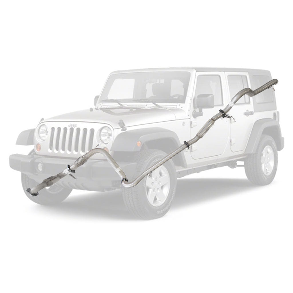 Jeep Wrangler JK 2007-2010 2.8L CRD 3 Inch Turbo Back Exhaust made of stainless steel with mandrel bends