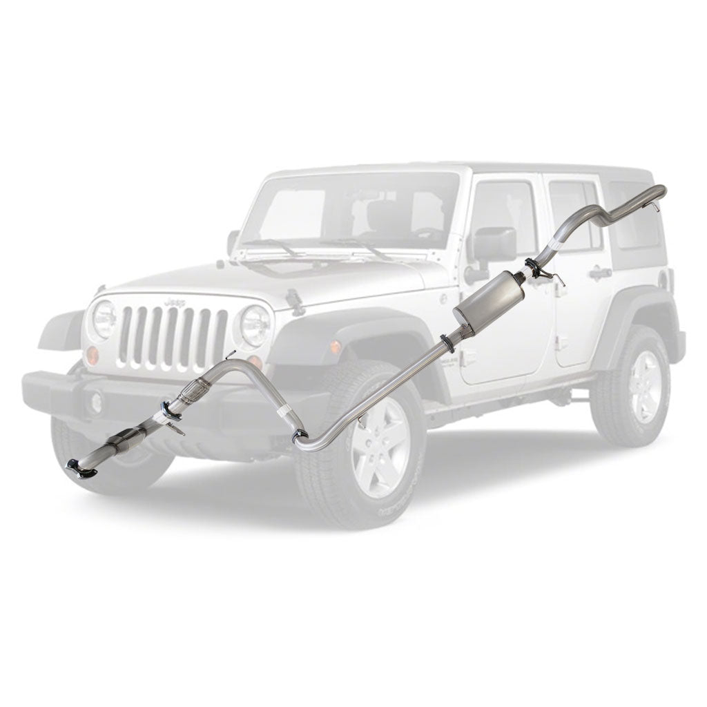 Jeep Wrangler JK 2007-2010 2.8L CRD 3 Inch Turbo Back Exhaust made of stainless steel with turbo back design