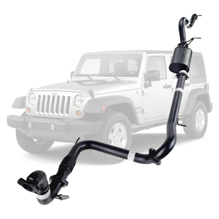 Jeep Wrangler JK 2007-2010 2.8L CRD 3 Inch Turbo Back Exhaust with black coated mandrel bent tubing and muffler