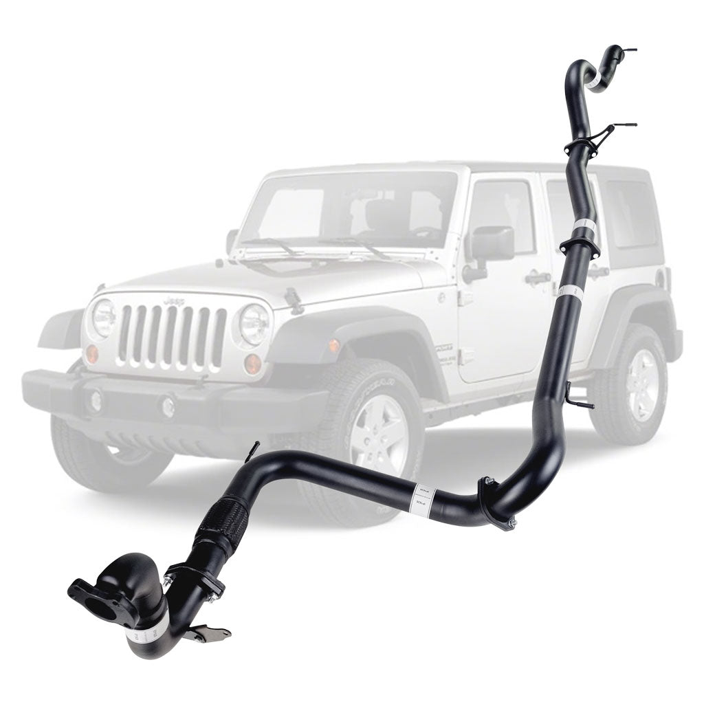 Jeep Wrangler JK 2007-2010 2.8L CRD 3 Inch Turbo Back Exhaust made of stainless steel with mandrel bends