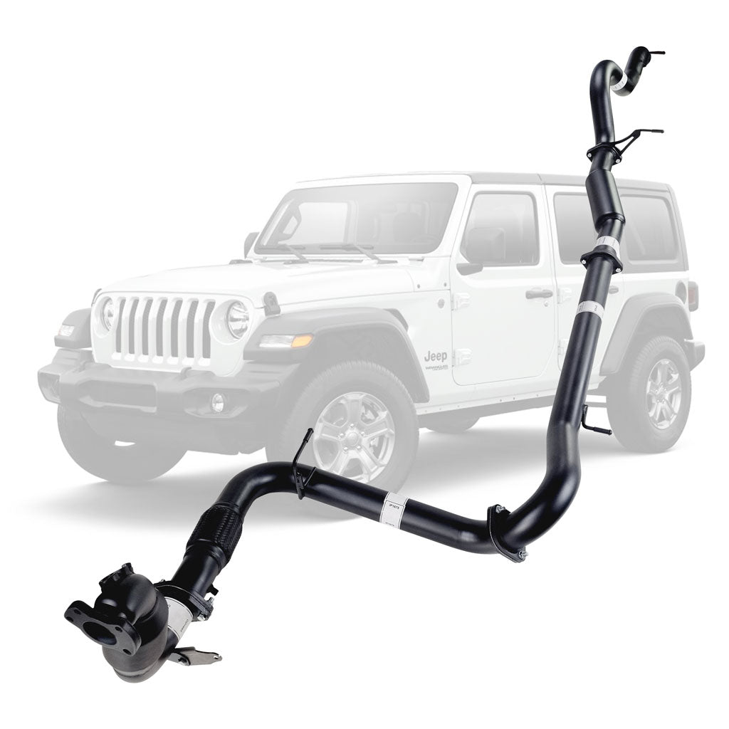 Jeep Wrangler JK 2010-2015 2.8L DPF 3 Inch Turbo Back Exhaust made from stainless steel tubing and components.
