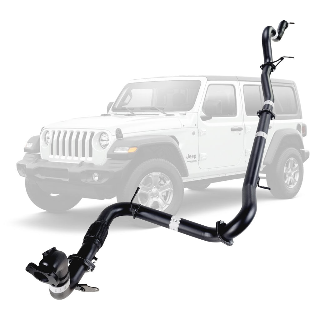 Jeep Wrangler JK 2010-2015 2.8L DPF 3 Inch Turbo Back Exhaust made of mandrel bent black coated steel pipe