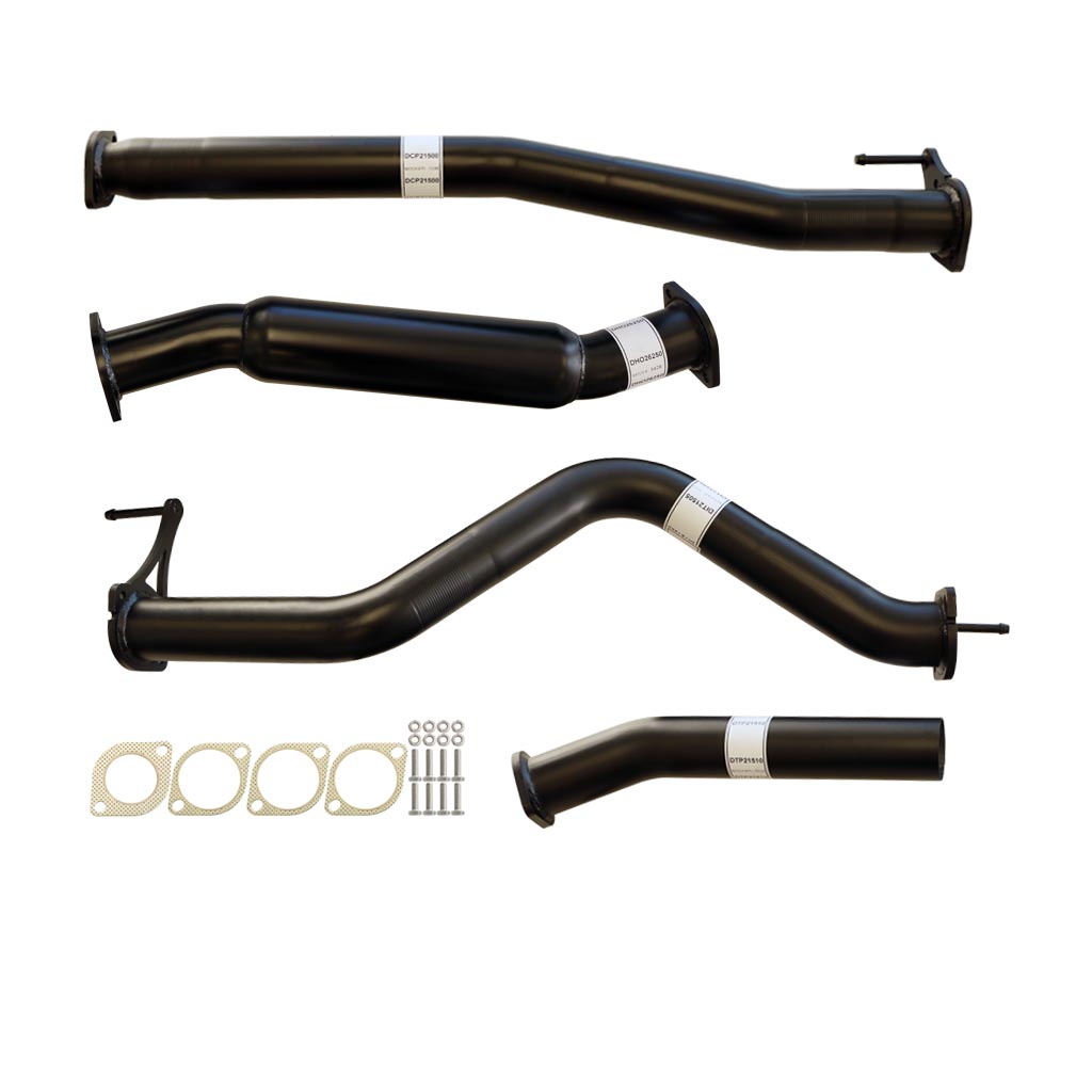 Mercedes Benz X-Class X250D 470 2.3L 3 Inch DPF Back Exhaust with black coated steel pipes and mounting hardware.