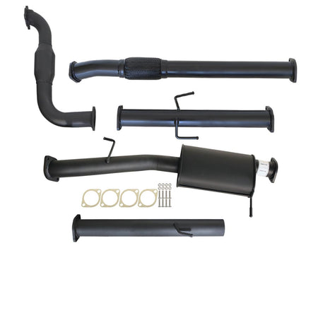Mitsubishi Triton MN 7/2009 - 1/2015 2.5L 4D56 3 Inch Turbo Back Exhaust with black coated steel pipes and muffler components