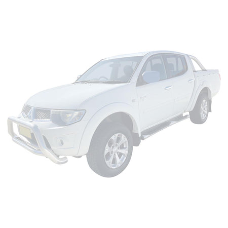 White Mitsubishi Triton four-door pickup truck, illustrating application for Mitsubishi Triton MN 7/2009 - 1/2015 2.5L 4D56 3 Inch Turbo Back Exhaust.