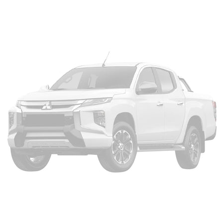 White Mitsubishi Triton MQ MR 2015 - 2023 pickup truck side view for Mitsubishi Triton MQ MR 2015 - 2023 2.4L 4N15 3 Inch DPF Back Exhaust product context.