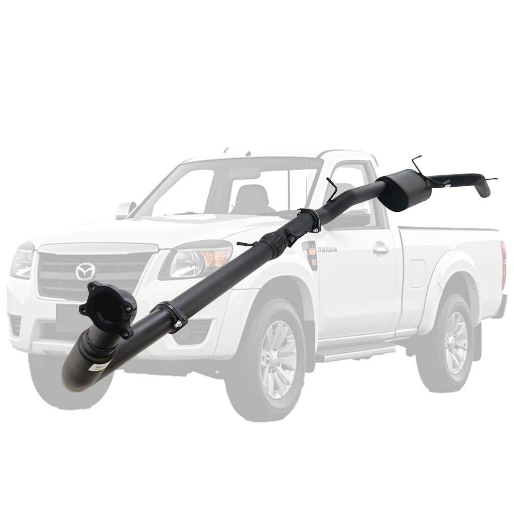 Mazda BT50 2007-2011 2.5L 3L Automatic 3 Inch Turbo Back Exhaust in black coated steel with muffler and flange fittings