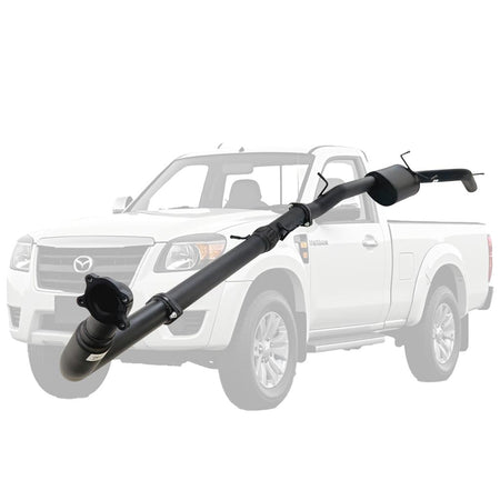 Mazda BT50 2007-2011 2.5L 3L Automatic 3 Inch Turbo Back Exhaust in black coated steel with muffler and flange fittings