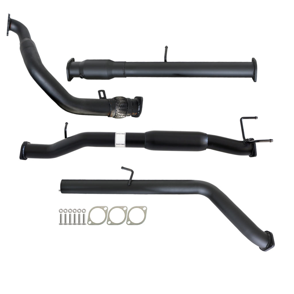 Mazda BT50 2006-2011 2.5L 3L Manual 3 Inch Turbo Back Exhaust system components in black steel with gaskets and bolts