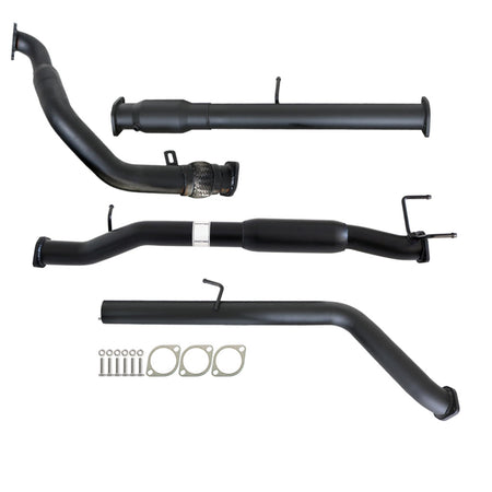 Mazda BT50 2006-2011 2.5L 3L Manual 3 Inch Turbo Back Exhaust system components in black steel with gaskets and bolts