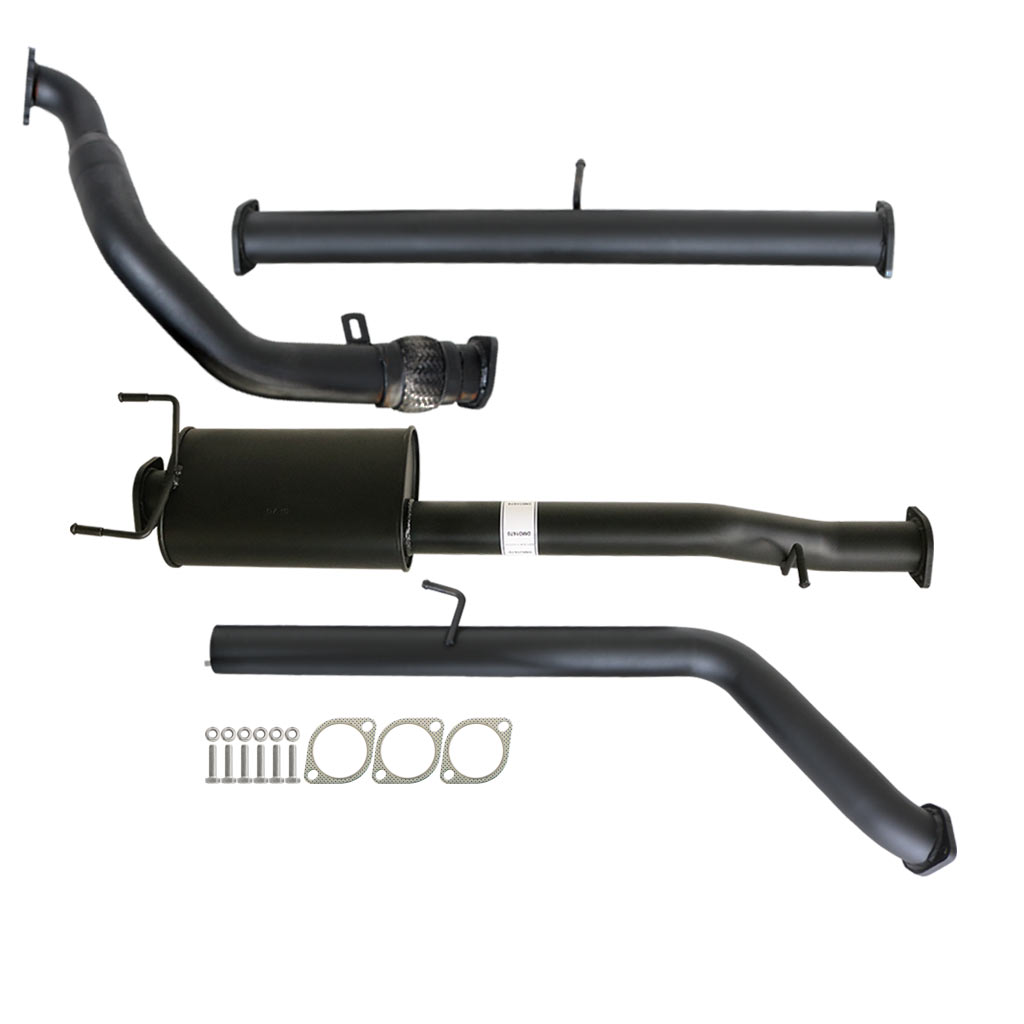 Mazda BT50 2006-2011 2.5L 3L Manual 3 Inch Turbo Back Exhaust system with muffler and mounting hardware in black finish