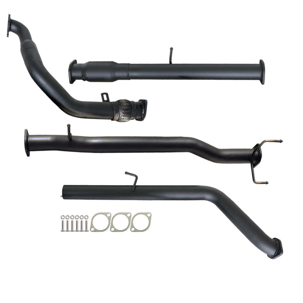 Mazda BT50 2006-2011 2.5L 3L Manual 3 Inch Turbo Back Exhaust system with black coated steel pipes and mounting hardware