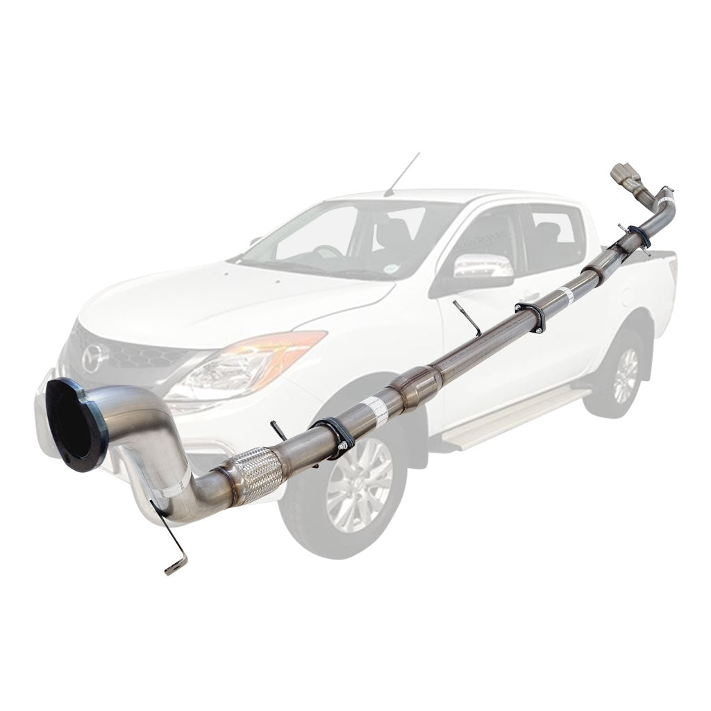 Stainless steel Mazda BT50 2011 - 9/2016 3.2L 3 Inch Turbo Back Exhaust with mandrel bends and weld clamps