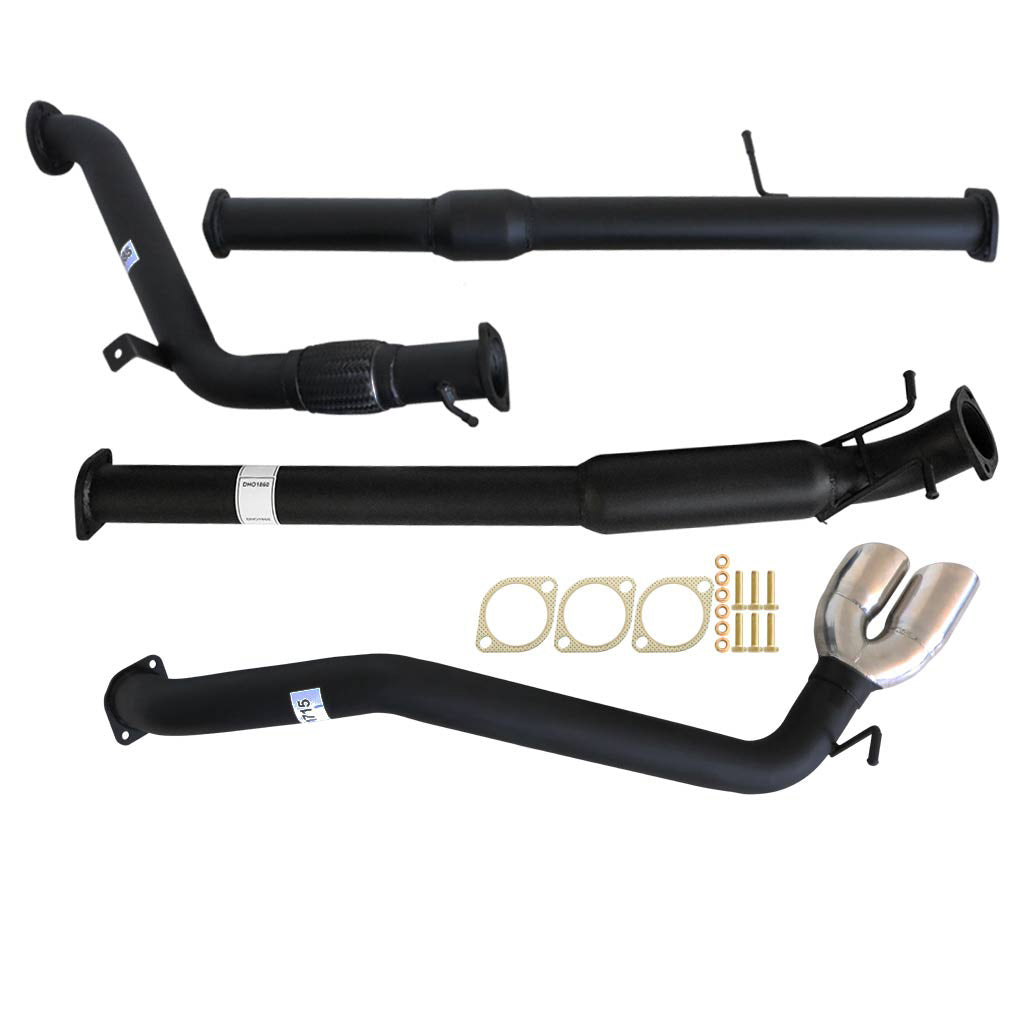 Mazda BT50 2011 - 9/2016 3.2L 3 Inch Turbo Back Exhaust set in black steel with stainless steel tip and installation gaskets.