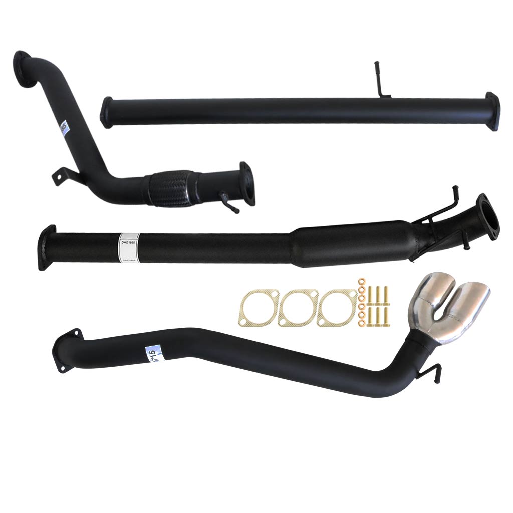 Mazda BT50 2011 - 9/2016 3.2L 3 Inch Turbo Back Exhaust system with black coated steel pipes and stainless steel tip components