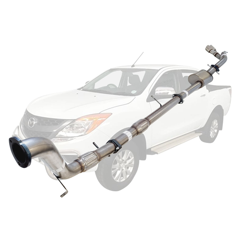 Mazda BT50 2011 - 9/2016 3.2L 3 Inch Turbo Back Exhaust in stainless steel with mandrel bends and flex joint