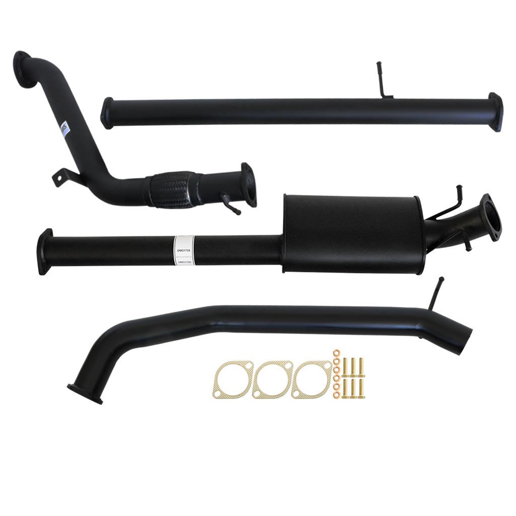 Mazda BT50 2011 - 9/2016 3.2L 3 Inch Turbo Back Exhaust system with black coated steel pipes and muffler components