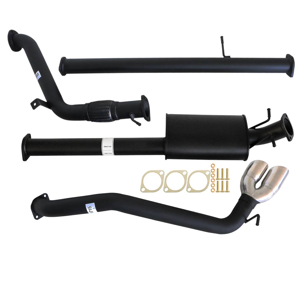 Mazda BT50 2011 - 9/2016 3.2L 3 Inch Turbo Back Exhaust system with black coated steel pipes and muffler components