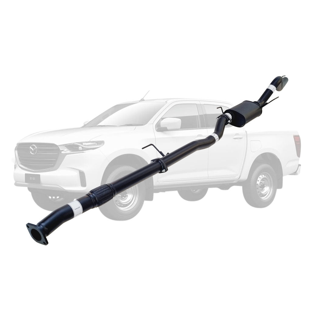 Mazda BT-50 2021 Onwards 3L 3 Inch DPF Back Exhaust in black steel with muffler and mounting brackets